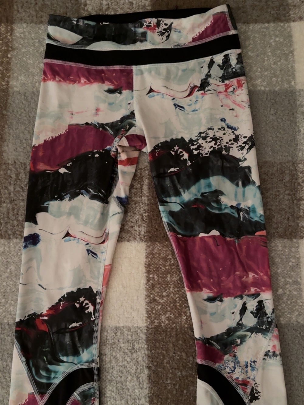 lululemon athletica Marble-Stripe Leggings in Purple, Black, White
